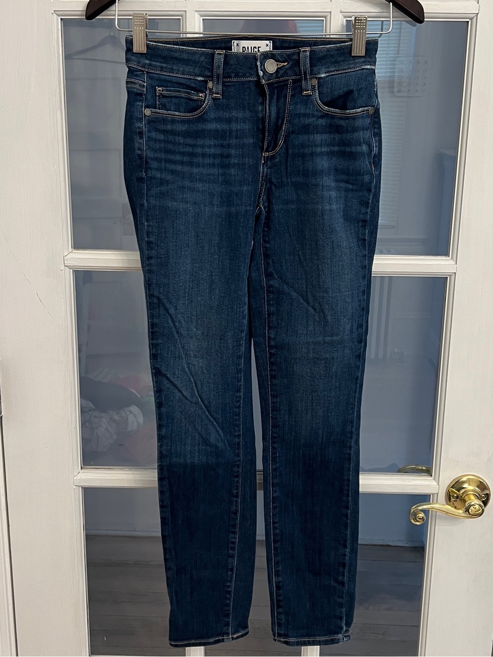 PAIGE Women’s Kylie Crop Dark Wash Stretch Skinny Jeans Size 24